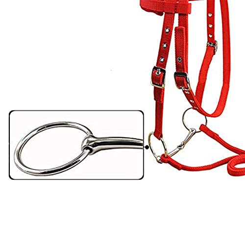 Horse Snaffle Bridle met Rein Rood verstelbaar Horse Dumbbell Harnas Horse Bridle Horse Bit met zachte Kussen voor Paard (L, Rood) 5