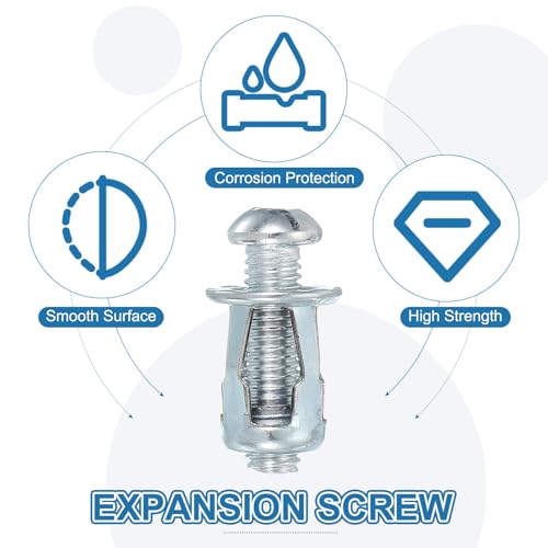 Uitbreiding Schroefmoeren M8 x 30 mm, 6 stuks Jack Nut Petal Shape Rivet Noten Plug-in Noten bevestigende elementen met schroeven Montage voor Holle Muur Dun 3