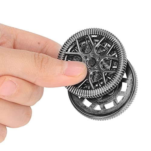 Metal Fidget Speelgoed Fidget Slider Haptic Coin, Angst Stress Relief Push Slider Speelgoed voor Office (Zilver Zwart)