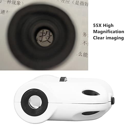 Minimicroscoop 55X Vergroting Pocket Size Microscoop Mini Coin Microscope Pocket Maat HD Acryl Optische lens Vergrootglas met LED-licht 3