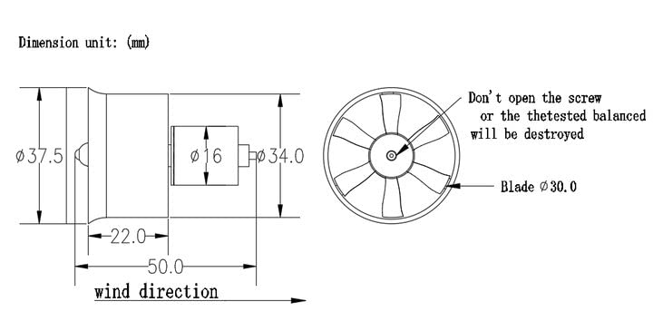 Duct Ventilator met Motor, QF1611(1311)30 Mm EDF 6-bladige Kanaal Ventilator met QF1611-14000KV 2-4S Brushless Motor Geschikt voor RC Plane 5