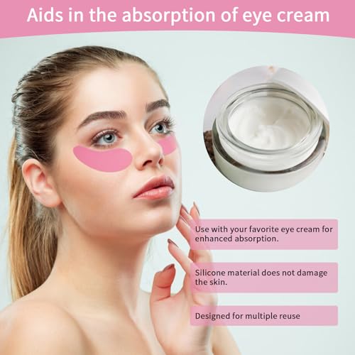 2 paar oogbeschermers, Herbruikbare oogkussens, siliconen ooglapjes, milieuvriendelijke oogkussens met metalen oogcrème applicator, verwijderen donkere cirkels, verminderen rimpels en fijne lijnen 5