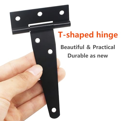 2 stuks T scharnieren,T Gordel Zwarte Deur Scharnieren, met bevestiging Schroef, Hole Barn Scharnieren, T-Belt Scharnieren voor Sanding Windows, Fence, 100m m 3