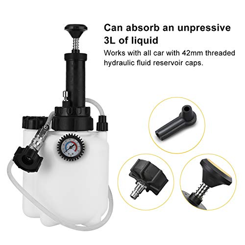 Handmatig koppelingsvloeistof, remvloeistofluchtventilatie Kit, Liquid Air Vent Kit met 3L handdrukpomp, opnieuw vullen Tank 1L Extractor Fles, Hoofdcilinder Adapter Caps, Compatibel 4
