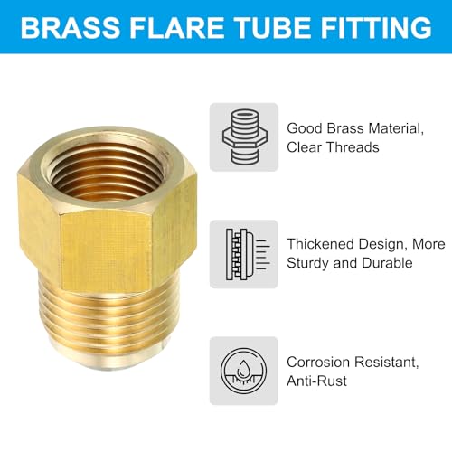 1/2 Inch Vrouwelijke Flare x 5/8 Inch Male Flare Connectors, 2Scs SAE 45 Degree Flare Brass Adapter Flare Pipe Fitting voor Air Gas Line Cooling HVAC 4