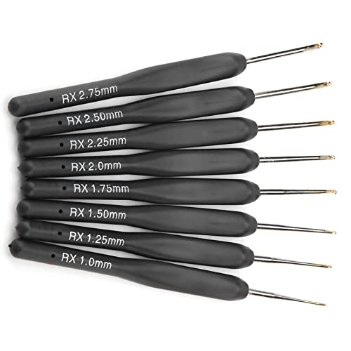 8 st Aluminium haaknaalden set, 1.0mm-2.75mm gladde breinaalden set, ergonomische zwarte zachte handgreep, lange breinaalden weefgaren set