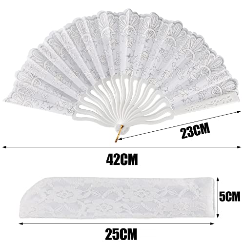 Bruid Ventilator Witte Kant Ventilator voor bruiloft Hand Ventilator Opvouwbare Dans met Lace Bag Gast Cadeau bruiloft accessoires Decoratie voor bruiloft verjaardag