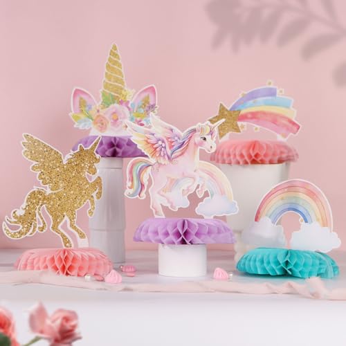 6 stukken tafellopers eenhoorn verjaardag doop centerpiece honingraat patroon decoratie verjaardag doop meisje tafel 3