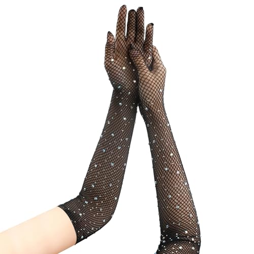 Lange Net Handschoenen, Net Handschoenen, Nacht Net Handschoenen, Lange Opera Handschoenen voor Vrouwen, Visnet Handschoenen voor Kostuum Feesten, Bruiloften, Cosplay