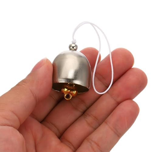 6 stuks Wind Chime Hangklokken Temple Clocks Retro buiten hangen metalen Chinese wind Chime ronde voor Outdoor Garden Camping, Zilver Wit 4