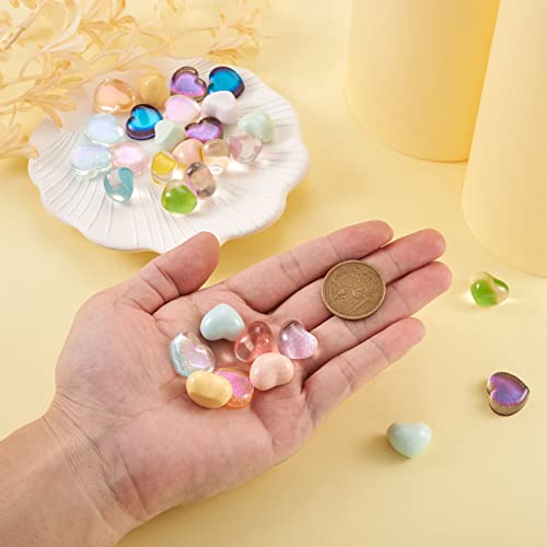 60 st. Resin Heart Cabochons 15 Style Opaque Transparante Glitter Hart Cabochon Versieringen voor DIY Scrapbooking telefoon geval sieraden 5