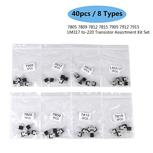 40st 8 Kinds 7805 7809 7812 7815 7905 7912 7915 LM317 TO-220 Spanningsregeling Transistor Assortiment Kit 3