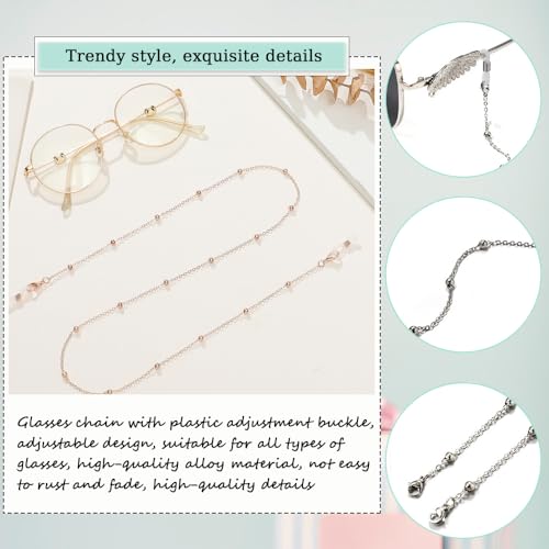 2Stuks Bril ketting glazen ketting voor vrouwen riem houder Ronde Nek kralen Eyeglass Ketting Zonnebrillen ketting Vrouwen Sun Reading Eyeglass Ketting hanger gezicht masker, Multicolour 4