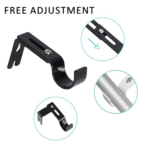 4Stuks metalen gordijn Rod houders, gordijn Rod houder, muur gordijn Rod houders, voor gordijn Rods, Slaapkamer, Badkamer(Zwart) 3