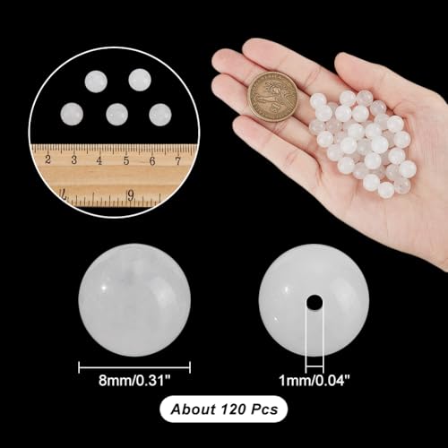 1 Strand bevat 120 st 8mm Natural White Jade Edelsteen Ronde Loose Stone kralen met 1mm gat voor DIY armbanden ketting sieraden maken