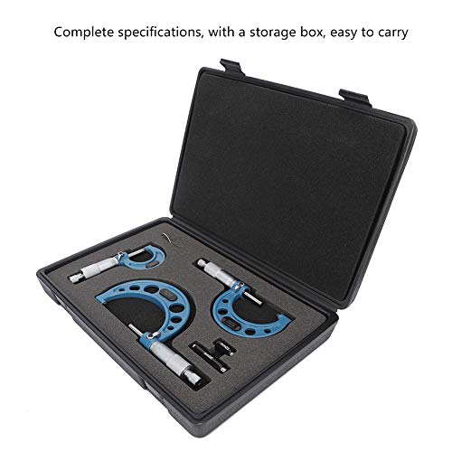 Standaard Buiten MT Micrometer Set Gereedschap 3 stuks Micrometers Past met lagerstaal Materiaal voor Mechanist 0-25mm 25-50mm 50-75mm Blauw zilver 3