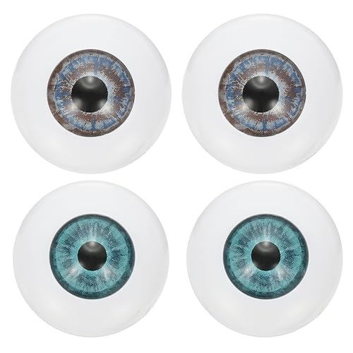 24mm Poppenogen, 4PCs Realistische Acryl Ogen Plastic Halve Ogen voor Poppen Maskers Halloween Props Art Craft, Blauw Groen/Blauw Grijs