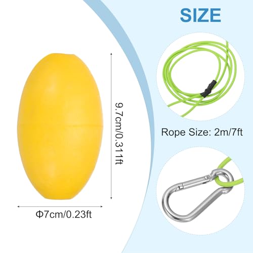 7FT Float Touw Herinnering Lead, Heavy Duty Buoy Ball Float Leash met roestvrij stalen haak Drift Touw Marker Buoy Float Touw voor de visserij Drift Jet-Ski Kayak Bootaccessoires, Groen
