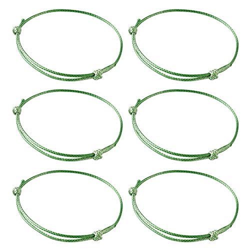 50Pcs Koreaanse Waxed Polyester Cord Armbanden - Verstelbare vriendschap Koord, Handgemaakte Gevlochten Bescherming, Lucky Armbanden voor Vrouwen Meisjes, Licht Groen