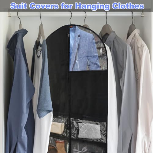 Pakzak voor jongens en mannen, Grote capaciteit Zichtbare Window Black Suit Carrier, ademend, stofdichte tassen voor Jacket Shirt 3