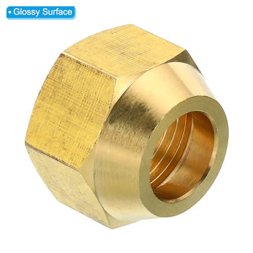 1/2 SAE Messing Flare Nut, 5 Pack 45 Degree koper Flared Tube Fitting Messing Pipe Fitting Cap met tape voor Airconditioning Water Gas Line, glanzend 4