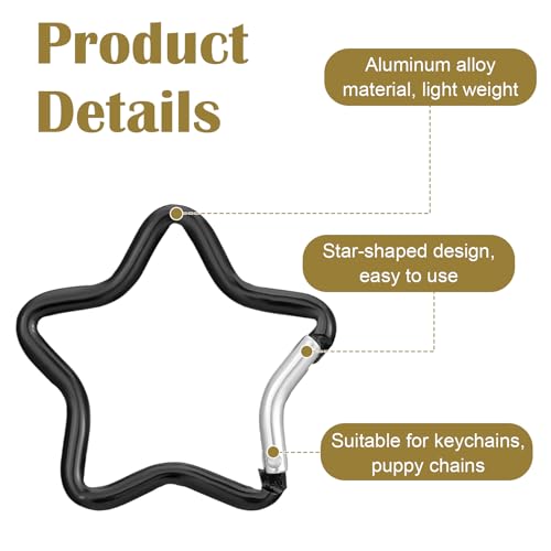 Verpakking van 10 Carabiner Hooks Star Carabiner Kleurrijke Aluminium Legering Outdoor Star Carabiner Star Carabiner met Snap Sluiting voor DIY Rugzak Reizen (10 kleuren) 3