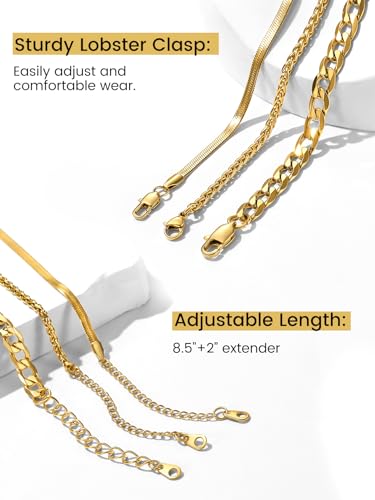 3 stuks Dames Curb ketting Enkel ketting zilver goud zwart roestvrij staal verstelbaar 3 stuks Zomer strand Barefoot enkel kettingen 22 cm + 5 cm 4