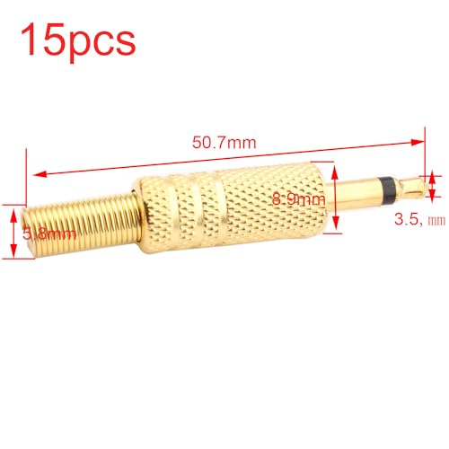 15PCS TS Mono Plug 3,5mm Soldeer DIY Audiokabel Plug Vervanging Headphone Headset Plug Gold Color 3