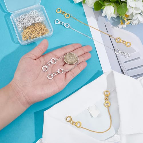 20st IJzeren Kettingen voor Hangende Jassen, 168mm Metal Kleding Loops, Hanger Ketting met Legering Kleding Hanger Ringen voor Decoratieve Kleding Accessoires, Platinum en Goud 3