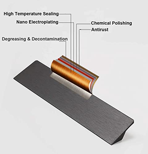 10 eenheden Slanke kast handvat Trek knoppen Dresser lade Keuken kast handvat Sets, aluminium, Solid, Hole Spacing 64mm, Black Brushed 5