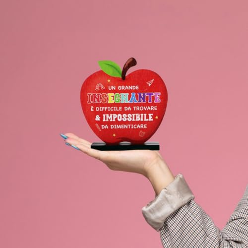 Educator geschenken voor kinderdagverblijf - Un grande insigne è difficile. - Italiaanse houten plank met onderstel - tafeldecoratie voor opvoeders 4