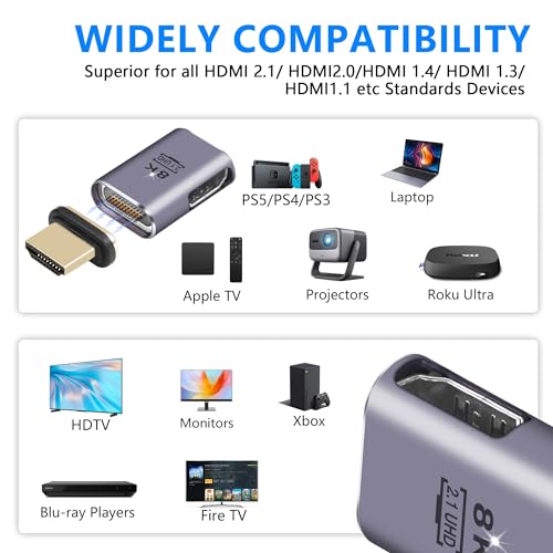 Magnetische HDMI Adapter, 10 Pin, HDMI 2.1 Plug naar Bus Extender Connection, 8K UHD Video, Compatibel met Computer Game Console, Smart Box, Monitor, TV Projector (HDMI Links) 3