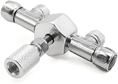 Silver Tone Metal 2 Way Splitter Regelventiel voor Aquarium Plant CO2 Tank 3