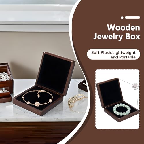 Armband Geschenkdoos, Walnut Hout armband, Glanzend gepolijst hout Handgemaakte sieraden Verpakking Jadeite met Stitch Scharnieren 3