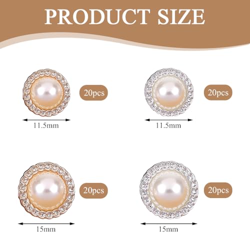 80 stuks parelnaaaiknoppen, 15/11,5 mm, ronde damesjas, knopen, vervanging, vintage inrichting accessoires met kunststof schut voor doe-het-zelf naaien, kleding, trui, inrichting, handwerk (2