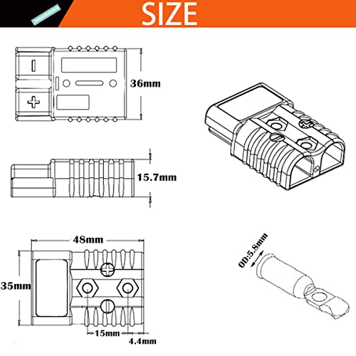 Batterijaansluiting 50 Een stekker, 600 V Quick Connect batterijconnector snelle aansluitplug geschikt voor 6-10 AWG draad (4 sets)