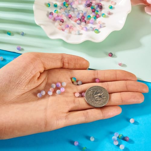 200 stuks 4 mm kraken glazen kralen matglas spacer kralen 10 kleuren tweekleurige ronde kralen dikke kraal bulk voor ambachten aangewezen armband ketting sieraden maken 5