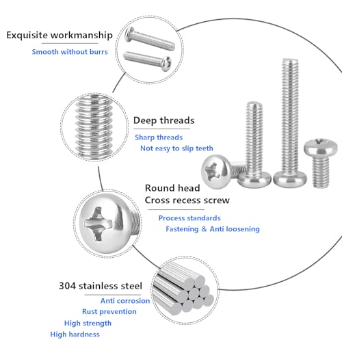 20 st Phillips Head Machine Schroeven, M3 x 10 mm, 304 Roestvrij stalen lenskop Schroeven, Ronde Hoofd Schroeven voor Meubilair Ingebouwde, Hout Montage 3