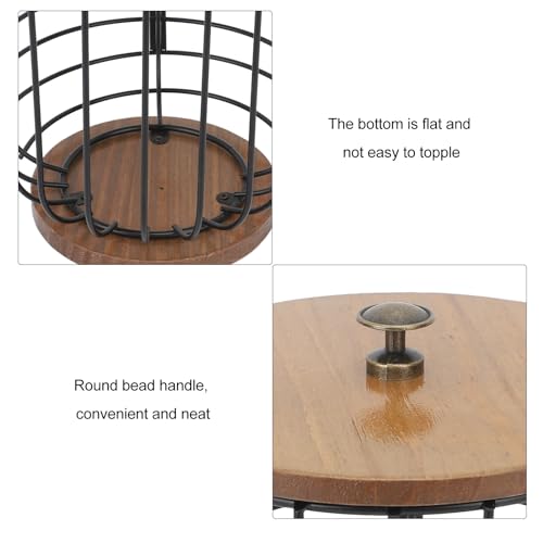 Koffiepod houder, Koffiepod manden, grote capaciteit houten basis, Koffiepod Container, metalen draadhouder Cup met deksel voor Home Bar (zwart) 4