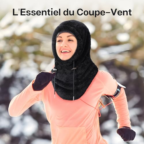 Balaclava, balaclava gezichtsmasker, winddicht full face masker, verstelbaar skimasker, balaclava, winter voor mannen en vrouwen, unisex, balaclava, kap, fleece hoed, winterhoed,, zwart 5