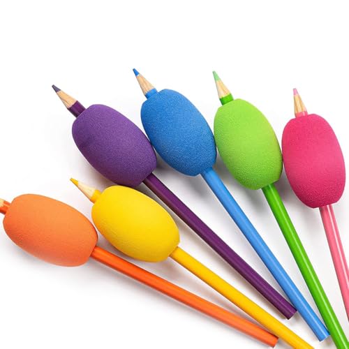 CENPNK 6 stuks Potlood Grips, Egg Pen Potloodhouder Handschrift Grips Pen Stylus Foam Grips Schrijfhulp Zachte Cushioned Foam voor Handschrift Tekening Preschool Supplies 4
