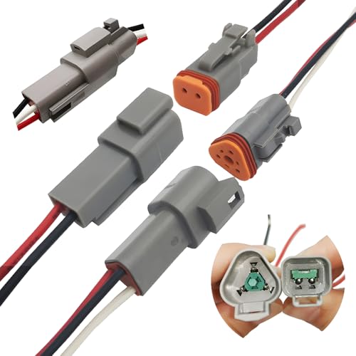 DT Plug afgesloten plug Grey Man Vrouwelijke Auto Waterdichte Elektrische Draadplug met 16 AWG Kabel voor Motor Scooter Autoboot (1 Set x 2 Pin, 1 Set x 3