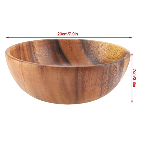 Klassieke grote ronde houten schaal - Solid Wood Bowl voor salade, soep, rijst - Handgemaakt keukengerei(20 * 7cm) 3