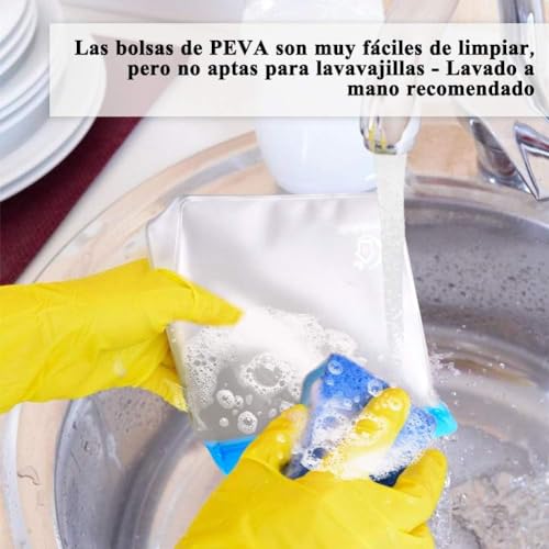 Herbruikbare Siliconen zakken, PEVA Siliconen zakken, Herbruikbare, verticale luchtdichte vriezer zakken, Ideaal voor fruit, groenten, vlees, sandwich en vloeistoffen, Pack van 8 5