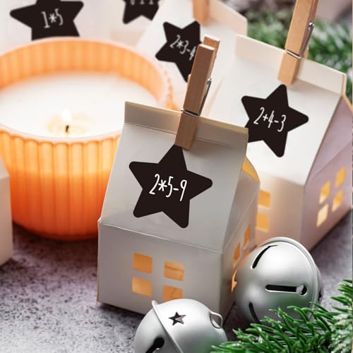 2 Vellen Stickers Aantallen 1-24 Stickers Advent Kalender Kerstmis Zwarte sterren Kerstmis Decoratie voor cadeaudozen DIY pakketten (Stars) 4
