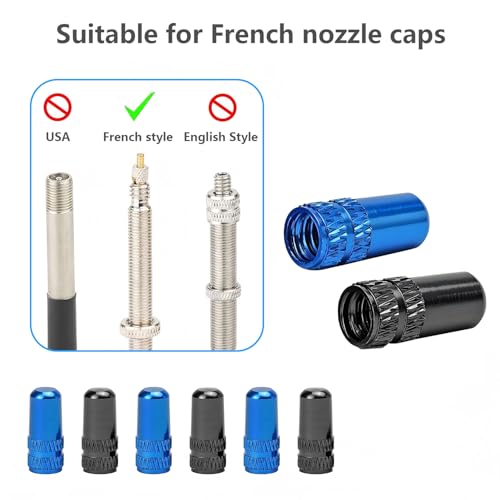 Verpakking van 8 Fiets Kleppen Presta Fietsventielcaps zwart en blauw 4