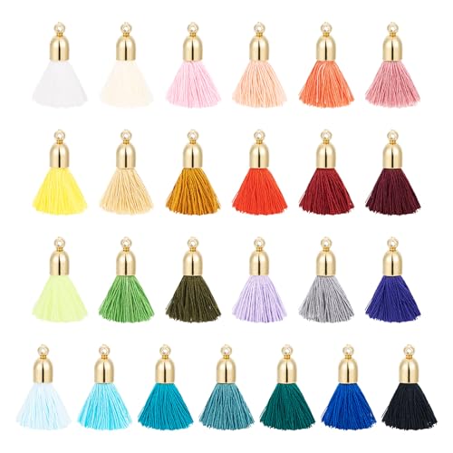 50 st. Mini Tassel Pedants 25 Kleuren Katoen Tassel Hangers met Plastic Zoek kleurrijke Tassel Hangers voor DIY oorbellen Ketting Gordijn Decoratie Sleutelhangers