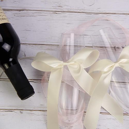 50 st Auto Bows Antenna Bows Handgemaakte Satin Polyester Lint Decoratieve Bows Auto sieraden Bruidspaar bruiloft Bows Party Verjaardag Cadeauverpakking Beige 3