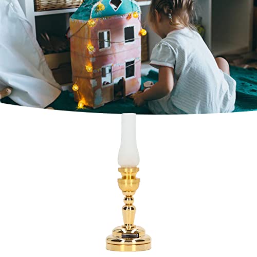 Dollhouse Desk Lamp, 1:12 Dollhouse LED Realistisch Mini Retro Bureau Lamp Metal Frosted Shade Tafellamp voor Poppenhuis Decoratie