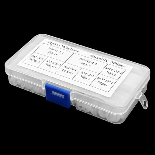 500st Witte Nylon ringen set - Plastic platte O-ring ronde pakking ringen Assortiment voor buizen, kranen, mechanische reparaties - M2/M2.5/M3/M4/M5/M6/M8/M10 4